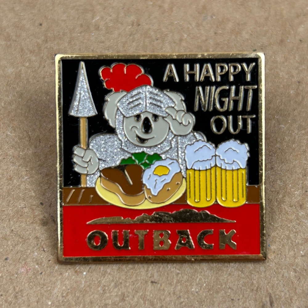 Outback Steakhouse A Happy Night Out Koala Beer Steak Enamel Pin Vintage